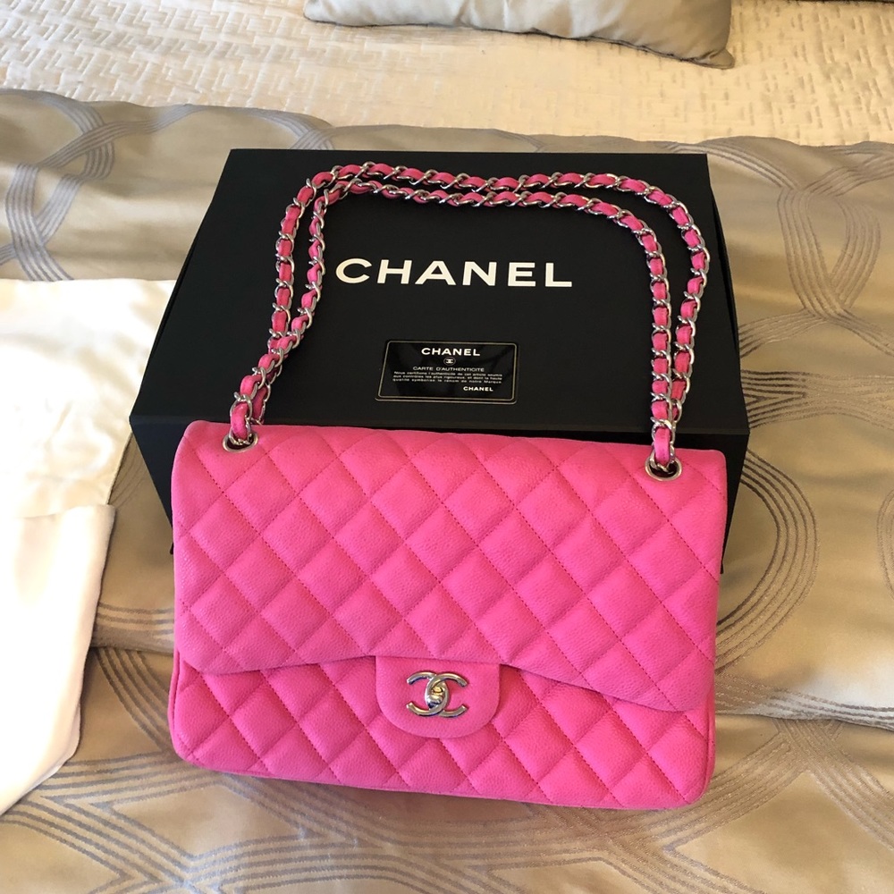 Chanel Pink Caviar Jumbo Classic w/Matching Wallet